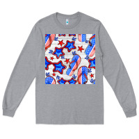 Heather Grey 4th of july flip flops seamless pattern Long Sleeve Tee - BundleAndBundleShop