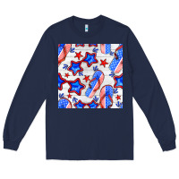 Navy 4th of july flip flops seamless pattern Long Sleeve Tee - BundleAndBundleShop