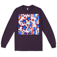 Plum 4th of july flip flops seamless pattern Long Sleeve Tee - BundleAndBundleShop
