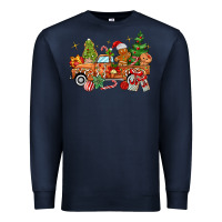Navy christmas gingerbread truck Premium Sweatshirt - MaliasSmallBusiness
