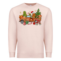 Pale Pink christmas gingerbread truck Premium Sweatshirt - MaliasSmallBusiness