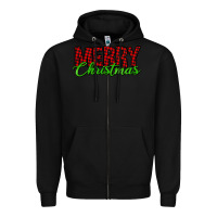 Black merry christmas tartan Zipper Hoodie - Jasminsmagicworld