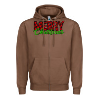 Chestnut merry christmas tartan Zipper Hoodie - Jasminsmagicworld