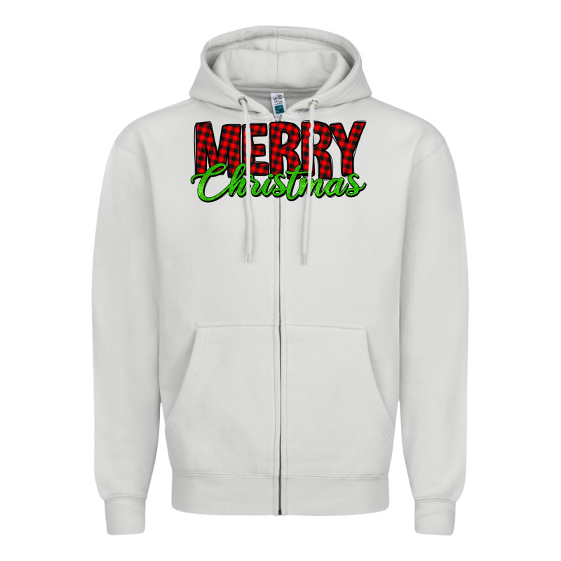 Merry Christmas Tartan Zipper Hoodie by Jasminsmagicworld | Teevron