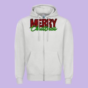 Merry Christmas Tartan Zipper Hoodie Designed By Jasminsmagicworld