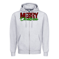 Heather Grey merry christmas tartan Zipper Hoodie - Jasminsmagicworld