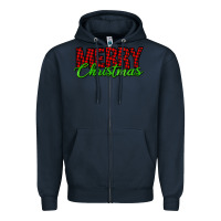 Navy merry christmas tartan Zipper Hoodie - Jasminsmagicworld