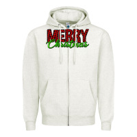 Oatmeal Heather merry christmas tartan Zipper Hoodie - Jasminsmagicworld
