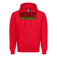 Red merry christmas tartan Zipper Hoodie - Jasminsmagicworld