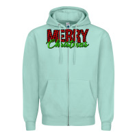 Seafoam merry christmas tartan Zipper Hoodie - Jasminsmagicworld