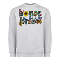 Heather Grey honor the brave Heavyweight Sweatshirt - CowhideDigitalArt