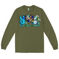 Army Green peace love winter ado Long Sleeve Tee - AdoDesignShop