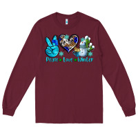Burgundy peace love winter ado Long Sleeve Tee - AdoDesignShop