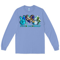 Colony Blue peace love winter ado Long Sleeve Tee - AdoDesignShop
