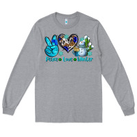 Heather Grey peace love winter ado Long Sleeve Tee - AdoDesignShop