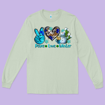 Peace Love Winter Ado Long Sleeve Tee Designed By Adodesignshop