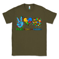 Army Green peace love autism Classic Tee - AdoDesignShop
