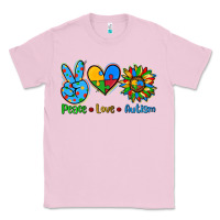 Bubblegum Pink peace love autism Classic Tee - AdoDesignShop
