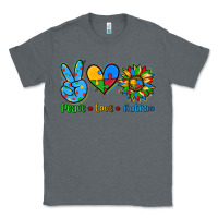 Charcoal Heather peace love autism Classic Tee - AdoDesignShop