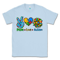 Dusty Blue peace love autism Classic Tee - AdoDesignShop
