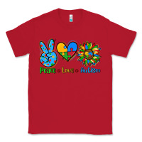 Red peace love autism Classic Tee - AdoDesignShop