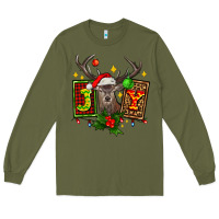 Army Green joy with reindeer ado Long Sleeve Tee - AdoDesignShop