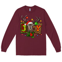 Burgundy joy with reindeer ado Long Sleeve Tee - AdoDesignShop