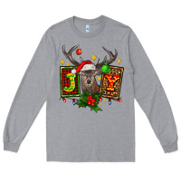 Heather Grey joy with reindeer ado Long Sleeve Tee - AdoDesignShop