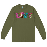 Army Green love with guernsey cow Long Sleeve Tee - AdoDesignShop