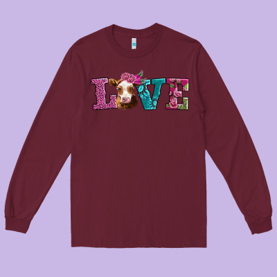 Love With Guernsey Cow Long Sleeve Tee Designed By Adodesignshop