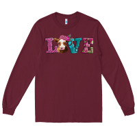 Burgundy love with guernsey cow Long Sleeve Tee - AdoDesignShop