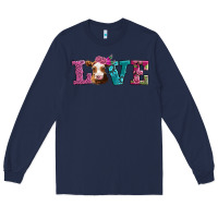 Navy love with guernsey cow Long Sleeve Tee - AdoDesignShop