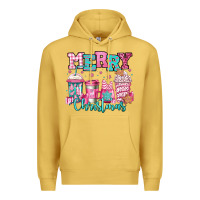 Antique Gold merry christmas pink coffee cups Premium Hoodie - Jasminsmagicworld