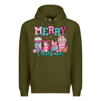 Army Green merry christmas pink coffee cups Premium Hoodie - Jasminsmagicworld