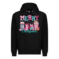 Black merry christmas pink coffee cups Premium Hoodie - Jasminsmagicworld