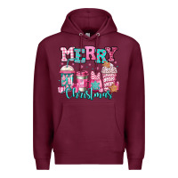Burgundy merry christmas pink coffee cups Premium Hoodie - Jasminsmagicworld