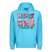 Ocean Blue merry christmas pink coffee cups Premium Hoodie - Jasminsmagicworld