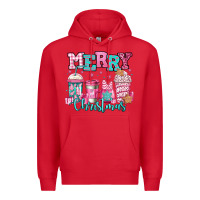 Red merry christmas pink coffee cups Premium Hoodie - Jasminsmagicworld