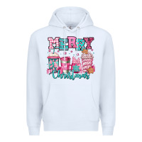 White merry christmas pink coffee cups Premium Hoodie - Jasminsmagicworld