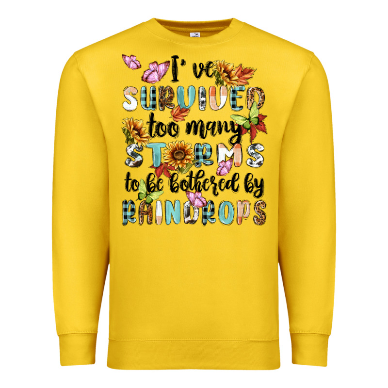 Ive Survived Too Many Storms To Bebothered By Rain Premium Sweatshirt by MaliasSmallBusiness | Teevron