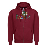 Burgundy cross rabbit easter gnomes Zipper Hoodie - Jasminsmagicworld