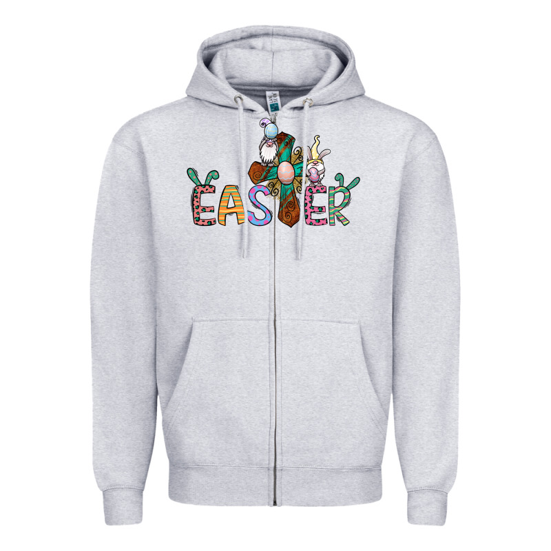 Cross Rabbit Easter Gnomes Zipper Hoodie by Jasminsmagicworld | Teevron