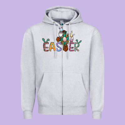 Cross Rabbit Easter Gnomes Zipper Hoodie Designed By Jasminsmagicworld