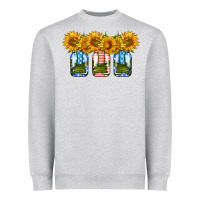 Heather Grey american sunflower mason jar Heavyweight Sweatshirt - HRA Design Shop