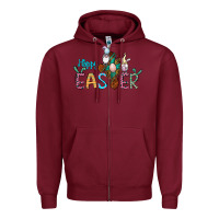 Burgundy cross rabbit gnomes happy easter Zipper Hoodie - Jasminsmagicworld