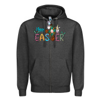 Charcoal Heather cross rabbit gnomes happy easter Zipper Hoodie - Jasminsmagicworld
