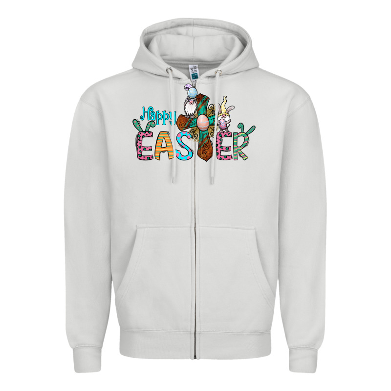 Cross Rabbit Gnomes Happy Easter Zipper Hoodie by Jasminsmagicworld | Teevron