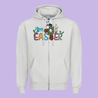 Cross Rabbit Gnomes Happy Easter Zipper Hoodie Designed By Jasminsmagicworld