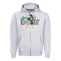 Heather Grey cross rabbit gnomes happy easter Zipper Hoodie - Jasminsmagicworld