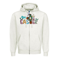 Oatmeal Heather cross rabbit gnomes happy easter Zipper Hoodie - Jasminsmagicworld